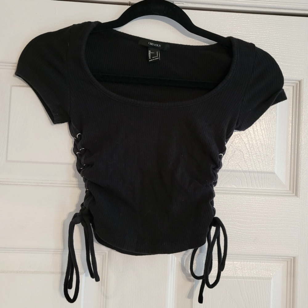 Used, small Black square neck top from forever 21